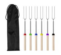 Lot de 6 bâtons à rôtir en forme de guimauve pour brasero - 81,3 cm - Extensibles - Accessoires de camping - En acier inoxydable - Pour barbecue - Fourchettes + sac