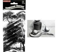 Lot de 6 bâtons de charbon de bois carrés comprimés noirs pour croquis, fournitures artistiques, outils de dessin pour bricolage, dessin, ombrage, débutants et artistes