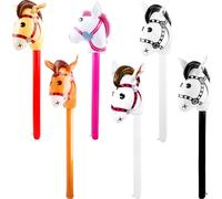 Lot de 6 bâtons de cheval gonflables de 101,6 cm - Jolis ballons colorés - Jouets gonflables pour Noël, cowboy, cowgirl, cheval, décoration de fête (couleur 1)