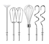 Lot de 6 batteurs pour mélangeur à main, fouet, crochets à pâte et tige de mélange de liquide, accessoires de mixage à main en acier inoxydable compatibles avec les batteurs à main Kitchenaid KHM3
