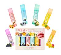Lot de 6 baumes à lèvres fruités - Kit de baume à lèvres hydratant - Soin des lèvres pour lèvres très sèches - Cadeaux pour filles - Masque de sommeil pour les lèvres hydratantes et nourrissantes