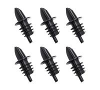 Lot de 6 becs verseurs de vin en plastique souple pour bouteilles de spiritueux, d'huile, de vinaigre, distributeur d'eau pour bouteilles scellées en caoutchouc (noir)