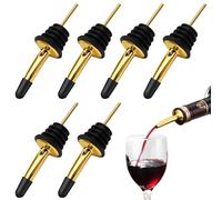 Lot de 6 becs verseurs en acier inoxydable pour alcool, huile d'olive, accessoires de barman (doré, avec petit bouchon)