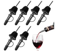 Lot de 6 becs verseurs en acier inoxydable pour alcool, huile d'olive, accessoires de barman (noir, avec bouchon monobloc)