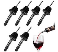 Lot de 6 becs verseurs en acier inoxydable pour alcool, huile d'olive, accessoires de barman (noir, avec petit bouchon)