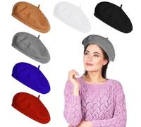 Lot de 6 béret en laine mélangée, casquettes classiques en plusieurs couleurs, couvre-chef confortable et tendance pour un usage quotidien ou pour offrir