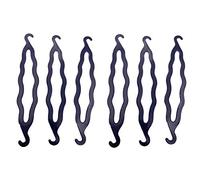 Lot de 6 bigoudis en plastique noir avec double crochet pour coiffure et coiffure