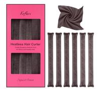 Lot de 6 bigoudis sans chaleur pour boucles pendant la nuit - Tiges flexibles souples pour ne pas coiffer la chaleur, bigoudis confortables pour dormir pour les femmes, ensemble de tiges à friser sans