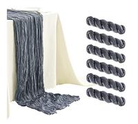 Lot de 6 Bleu poussiéreux Chemins de Table en étamine de 10 Pieds de Large, chemins de Table en Gaze, chemins de Table bohème pour fête Nuptiale, Mariage, fête d'anniversaire, décorations de Table