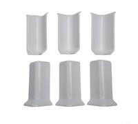 Lot de 6 blocs de garniture d'angle pour base murale conçus pour plinthes de 82 mm de hauteur avec configuration équilibrée d'angle intérieur et extérieur (taille M, blanc)