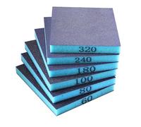 Lot de 6 blocs d'éponge de ponçage réutilisables pour bois, métal, plastique et cloison sèche - Grain assortis (60/80/100/180/240/320) - 118 x 98 x 12 mm