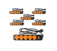 Zenitech - Lot de 6 blocs étanches IP44 5 prises 16A 2P+T avec clapets et interrupteur - Câble HO5RRF 3G1mm² de 1,5m Noir Noir