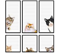 Lot de 6 blocs-notes magnétiques en forme de chats pour réfrigérateur, liste de choses à faire, liste de courses, bloc de papier magnétique mignon et bloc-notes à gratter pour réfrigérateur - 50 feuilles par bloc