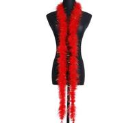 Lot de 6 boa de dinde de 2 m - Écharpe en peluche moelleuse - Couronne à plumes avec paillettes - Accessoire de costume pour fêtes de Noël et concerts - Rouge
