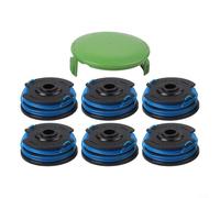 Lot de 6 bobines de débroussailleuse 29242 29082 avec capuchon 3410468 pour Greenworks 21212 21272 21272 - Fil en nylon double ligne - Bobines de coupe d'extérieur