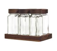 Cook Concept Bocaux à épices Acacia 17 cm Transparent Lot de 6
