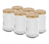 Lot de 6 bocaux à visser dorés de 300 ml avec couvercle à visser doré