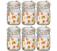 Lot de 6 bocaux hermétiques à bouchon mécanique, bocal pot de conservation, jarre en verre, capacité 75 iamètre 10.6 x Hauteur 13.6 cm -JUANIO- Transparent G
