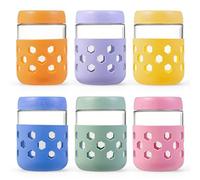 Lot de 6 bocaux Overnight Oats avec couvercle à visser - 500 ml - Bocaux en silicone pour confiture maison, chutney, yaourt, pudding, conserve, nourriture pour bébé, comme boîte à repas Mason Jar