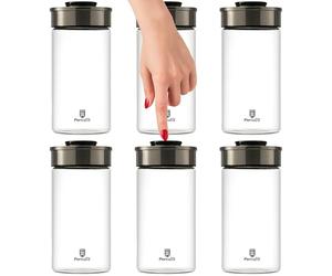 Lot de 6 bocaux sous vide 1950 ml hermétiques avec couvercle en acier inoxydable