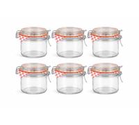Lot de 6 bocaux Weck de 250 ml avec fermeture à levier - Bocaux en verre pour conserves avec joint en caoutchouc, hermétiques et réutilisables - Pour confiture, épices et cadeaux DIY - Transparents