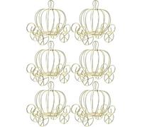 Lot de 6 boîtes à bonbons en forme de carrosse citrouille en métal doré pour décoration de mariage, anniversaire de mariage, événement spécial