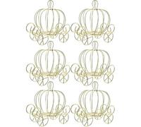 Lot de 6 boîtes à bonbons en forme de carrosse de citrouille en métal doré pour décoration de mariage, anniversaire de mariage, événement spécial