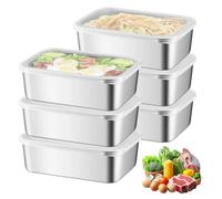 Lot De 6 Boîtes À Charcuterie En Acier Inoxydable, Boite A Jambon Pour Refrigerateur, Boîte À Fromage Pour Frigo, Boîtes De Conservation En Acier Inoxydable, Pour Le Stockage Du Fromage, De La Viande