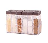 Lot de 6 Boîtes à Épices Transparent, Pot d'Assaisonnement en Plastique Boîte Épices Cuisines avec Plateau pour Rangement de Condiments