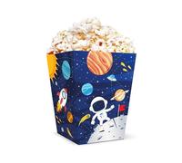 Lot de 6 boîtes à pop-corn jetables en carton pour fête et anniversaire d'enfant Motif cosmos
