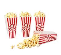 Lot de 6 boîtes à popcorn réutilisables en plastique à rayures rouges et blanches pour soirée cinéma 10,2 x 20,3 cm