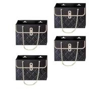 Lot de 6 boîtes à roses portables en papier cadeau robuste avec poignée for bouquets, rangement for fleuristes, magasins fleurs, mariages et Saint-Valentin Pour Les Fleuristes(Black)