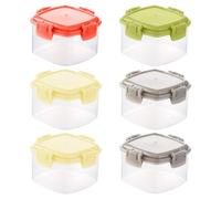 Lot de 6 boîtes à sauce, carrées, avec couvercle, en plastique PE, conviennent pour le stockage des sauces dans la cuisine (jaune, gris, rouge, vert)