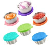 Lot de 6 boîtes à vinaigrette de 1,2 l avec couvercles, étanches et réutilisables, en acier inoxydable, pour les boîtes à déjeuner, les sauces, les pique-niques, la préparation des repas de voyage et
