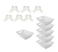 Lot de 6 boîtes avec poignées et nœuds, panier vide pour mariage, anniversaire, vacances, cadeau en papier kraft, panier cadeau
