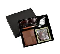 Lot de 6 boîtes cadeau de prière, portefeuille, montre, lunettes de soleil, stylo, perles de prière, compteur de doigts, ensemble d'accessoires islamiques marron pour le Ramadan et l'Aïd, cadeau