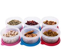 Lot de 6 boîtes de conservation alimentaires réutilisables en plastique - 283.5 g - Boîtes empilables hermétiques et étanches pour snacks, pique-niques, micro-ondes, congélateur - Sans BPA