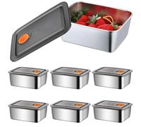 Lot de 6 boîtes de conservation en acier inoxydable avec couvercles hermétiques, 500 ml, empilables pour le chauffage, le repas, le lave-vaisselle, le congélateur