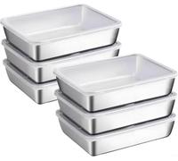 Lot de 6 boîtes de conservation en acier inoxydable empilables avec couvercles transparents, gain de place pour la cuisine et la restauration