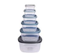Lot de 6 boîtes de conservation en plastique avec couvercle - 225 ml - 3200 ml - Boîtes de conservation empilables - Passe au lave-vaisselle et au congélateur