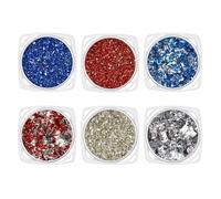 Lot de 6 boîtes de paillettes colorées pour ongles - 250e étoile pailletée pour festivals, holographique rouge, bleu, argent avec finition prisme scintillante, kit de décoration de beauté pour