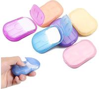 Lot de 6 boîtes de papier savon portable, mini feuilles de savon jetables pour le lavage des mains, le nettoyage des mains, les tranches de savon pour l'extérieur, le camping, la randonnée, les soins