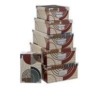 Lot de 6 Boîtes de Rangement ""Abstrait"" 48cm Multicolore