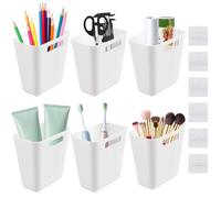 Lot de 6 Boîtes de Rangement Autocollantes Murales Cuisine Mural pour Salle de Bain Porte de Placard de Cuisine, pour Salle de Réfrigérateur, Organiseur Petits Objets, Set d’Organiseurs Muraux