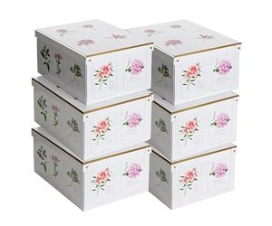 Lot de 6 Boîtes de Rangement Botanic 39×50×24 cm - Carton Rigide, Made in Italy, Élégantes et Solides - Design Italien Raffiné, Faciles à Monter, Poignées Incluses