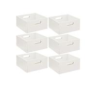 Toilinux - Lot de 6 Boîtes de rangement carrée en MDF - L. 31 x H. 15 cm - Blanc Blanc G