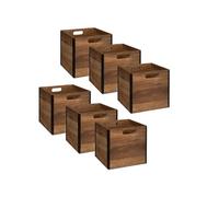 Toilinux.com Lot de 6 Boîtes de Rangement Design en MDF Effet Bois - Marron et Noir