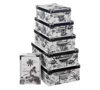 Lot de 6 Boîtes de Rangement "Dolce Vita" 48cm Noir & Blanc