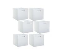 Toilinux - Lot de 6 Boîtes de rangement effet bois en MDF Mix n' modul - L. 31 x l. 31 cm - Blanc Blanc G
