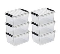 Lot de 6 boîtes de rangement empilables Smart Store Classic 31 Transparent avec couvercle et fermeture à clic